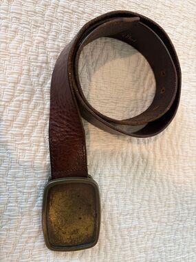 Diesel Men's or women Dark Brown Leather Belt with Antique Brass Buckle